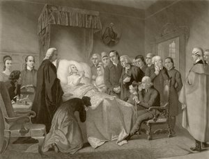 John Wesley em seu leito de morte, depois de uma obra do século 19 gravada por John Sartain de English School